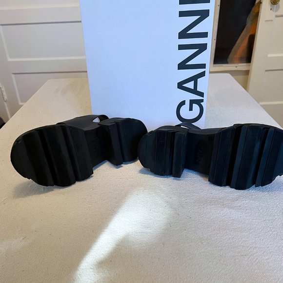 Ganni Cleated High Heel Sandal, Black, Size 9 - Picture 12 of 17